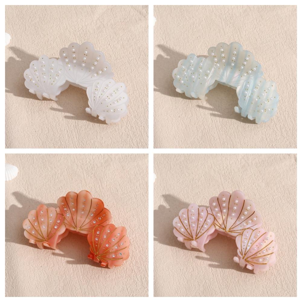 Acetic Acid Acetate Shell Hair Claw Elegant Pearl Rhinestone Crab Clip  Hair Styling Accessory