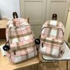 Шерстяной клетчатый школьный рюкзак для студента, большой вместимости, женский рюкзак