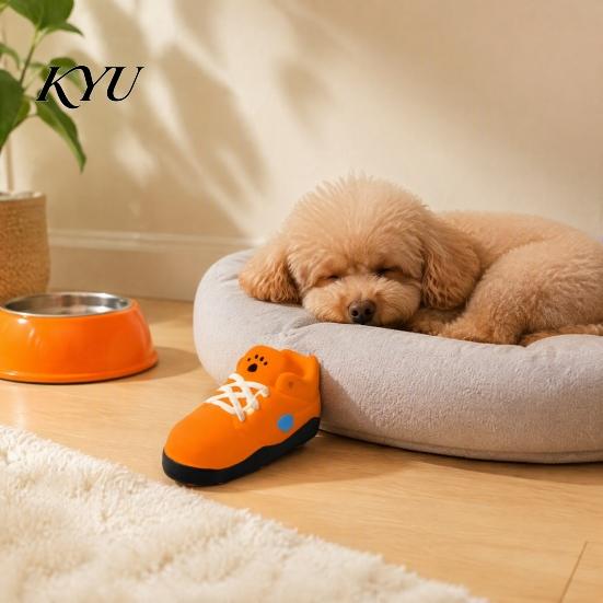 Cute Cartoon Puppy Toys for Fetch Shoe Squeaky Dog Toy, Funny Sneaker Shape Chew Toy Bite Resistant Energy Release Small Medium Dogs, Durable