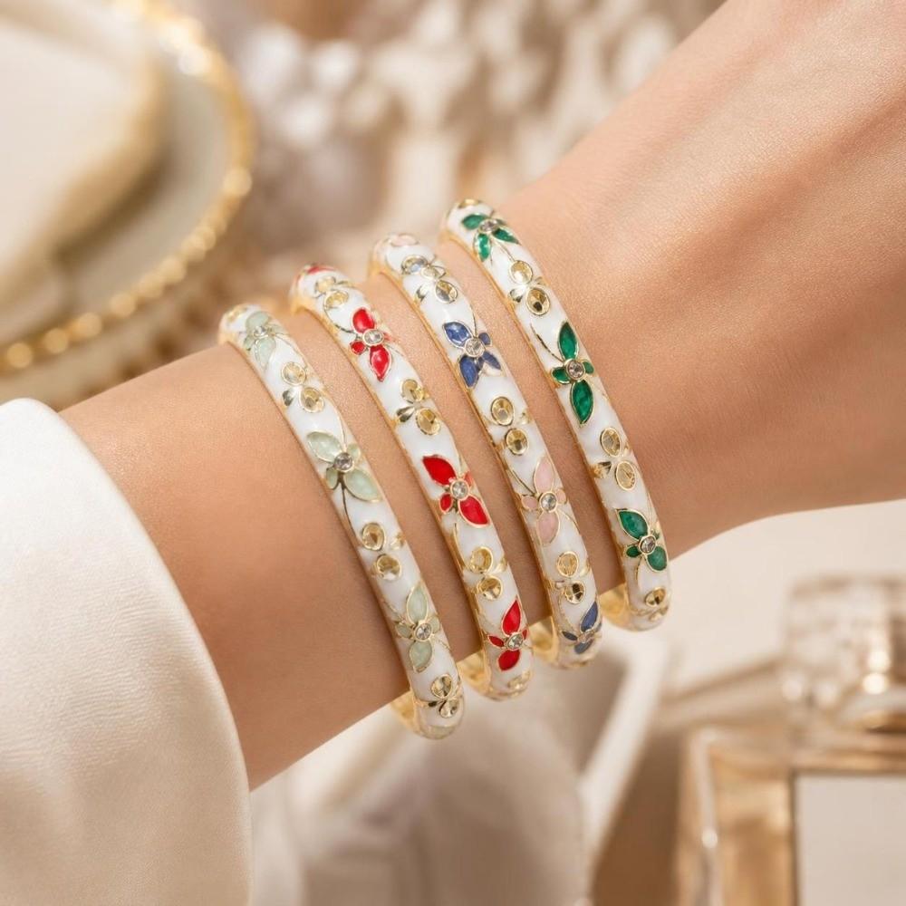 Chinese Style Open Cuff Bracelet Colorful Enamel Vintage Cloisonne Bangle Gifts for Women Girl
