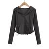 Fall Fashion Cropped Hoodies Women Full Zip Up Hoodie Korean Fashion Sweatshirts Hooded Cute Long Sleeve Crop Top Sexy Slim