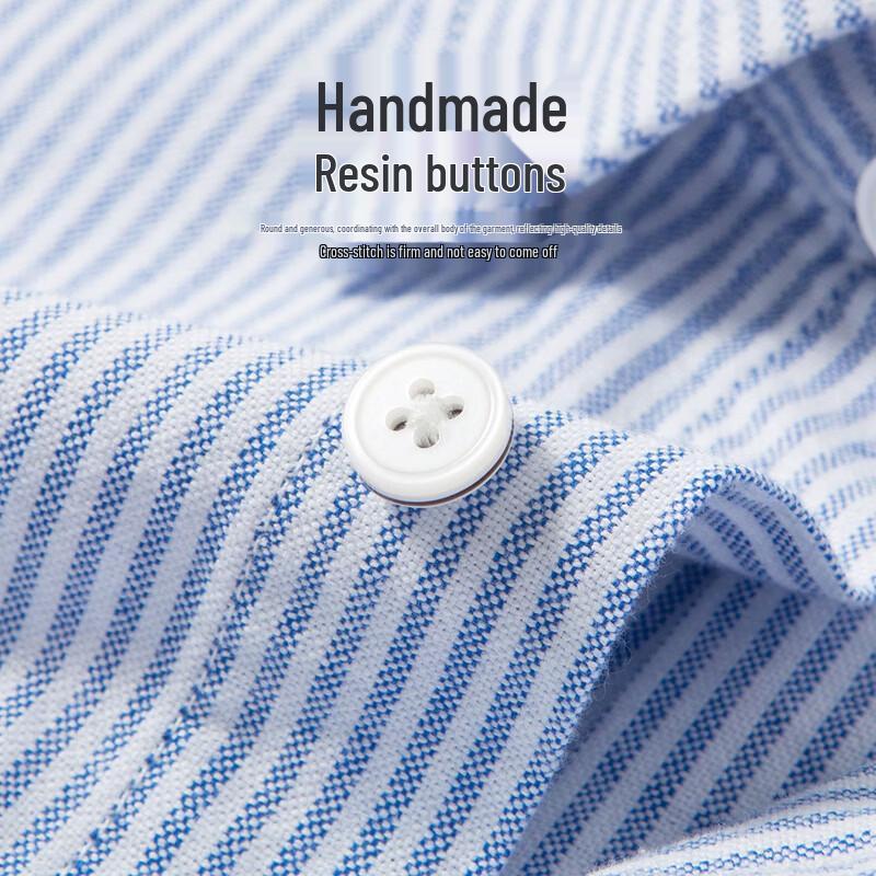 Caesar Men's 100% Xinjiang Cotton Oxford Striped Long-Sleeve Shirt