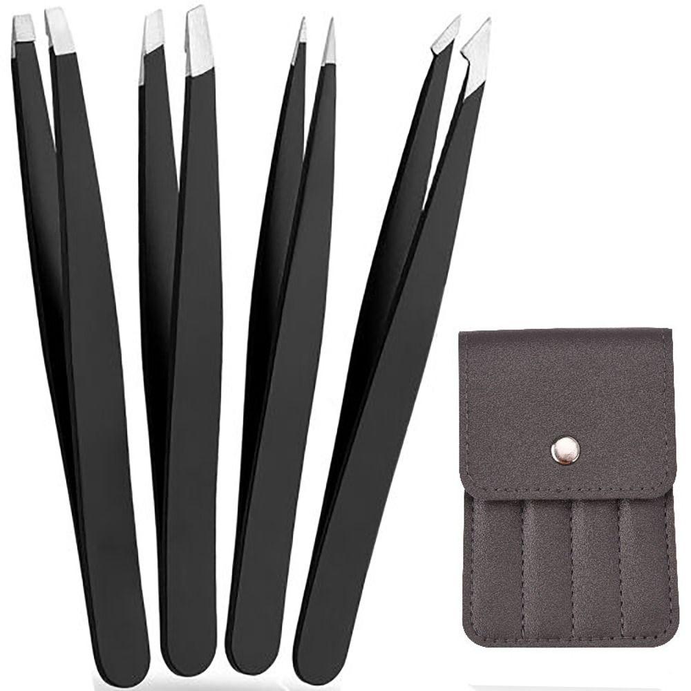 4 Piece Eyebrow Hair Pluckers Stick False Eyelashes Eyebrow Trimming Clip Beauty Tools Tweezers Set