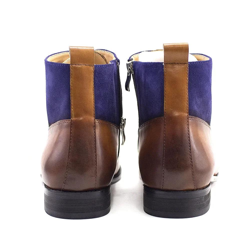 Классические мужские ботильоны из натуральной кожи ручной работы, пэчворк, на шнуровке, формальные, удобные, высококачественная модельная обувь