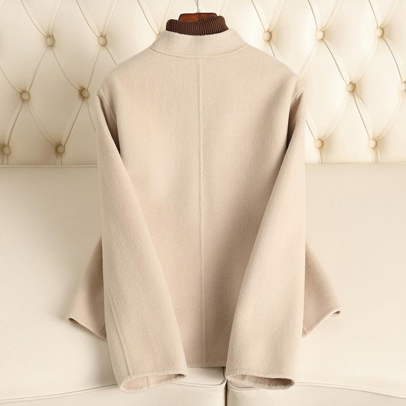 Осенне-зимнее новое двухстороннее шерстяное пальто женское высокого класса новое китайское короткое маленькое шерстяное пальто в национальном стиле