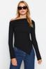 Women's Fashion New Blouse Black Draped Boat Neck Asymmetrical Knitted Blouse