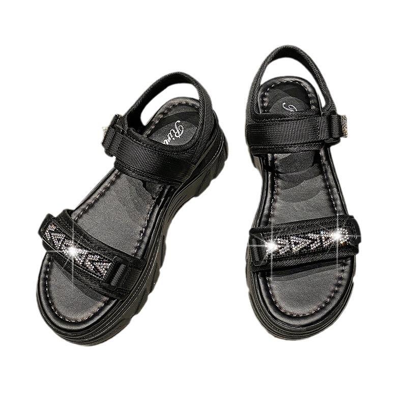 Спортивные сандалии женские 2024 новые летние модные универсальные сандалии на липучке с платформой-бубликом