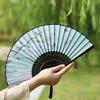Bamboo Handle Props Fan Handmade Folding Fan Hanfu Accessories   Female