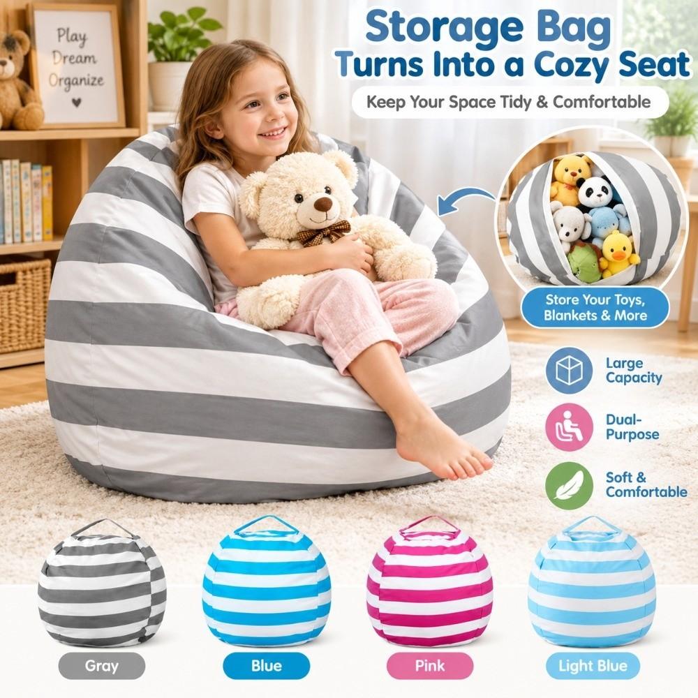 Large Capacity Bean Bag Organizer with Zipper Stuffed Animal Holder Travel Luggage Organizer