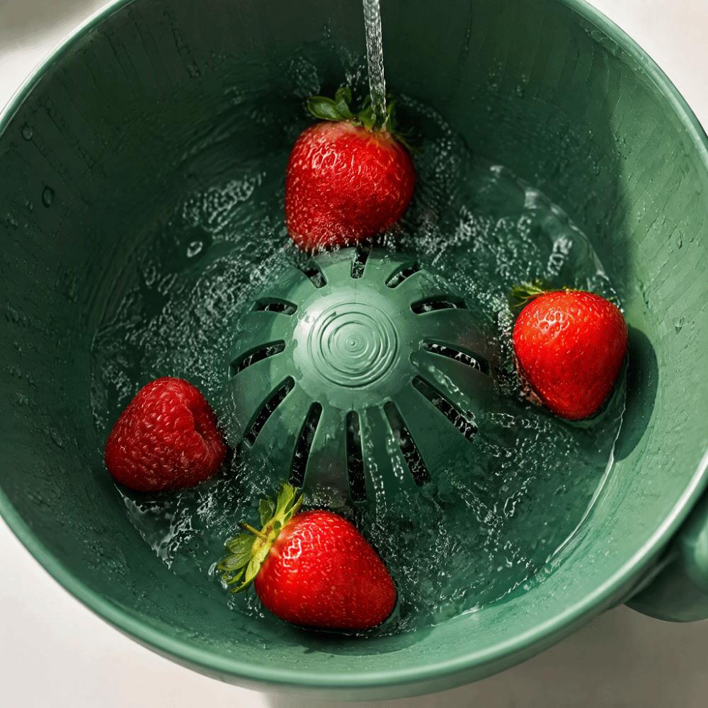 Rapid Wash Berry Washing Bowl Self Spinning Kitchen Colander Fruit Washer Vegetable Cleaning