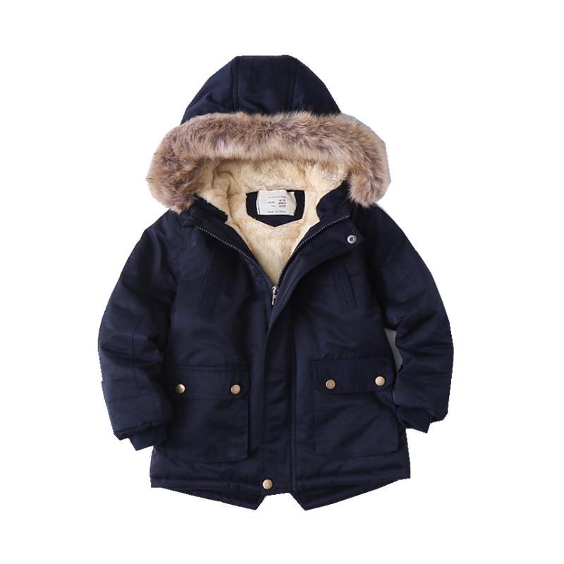 Boys Coats Velvet and Thickened 2024 Winter Fashion Hooded Jacket Boys' Clothing Children Cotton-padded Jackets