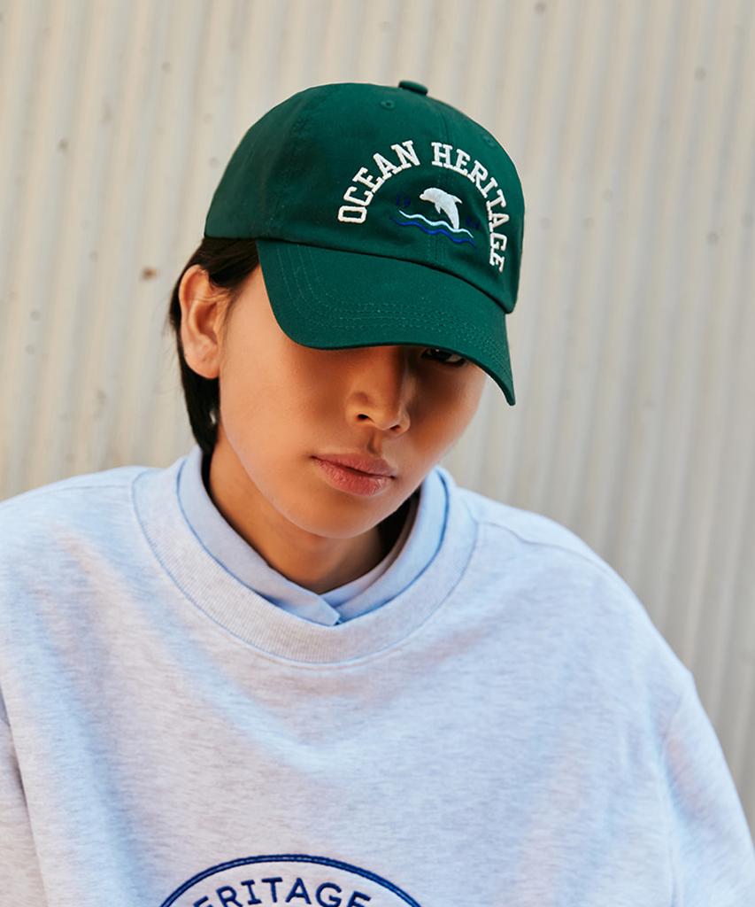 DOLPHIN WAVE APPAREL Кепка с козырьком Dolphin Ball Cap, цвет Глубокий зеленый, коллекция Ocean Heritage