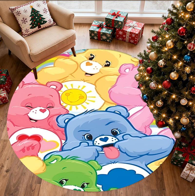 Care Bears Pattern Round Rug, Indoor/Outdoor Mat, for Picnic, Gameroom, Bedroom, Office, Living Room, Home Decor Carpet, Birthday Gift