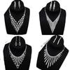 Luxury Diamond Necklace Earrings Set Party Wedding Dress Dinner Accessories Sexy Rhinestone Necklace Earrings Chain for Girls