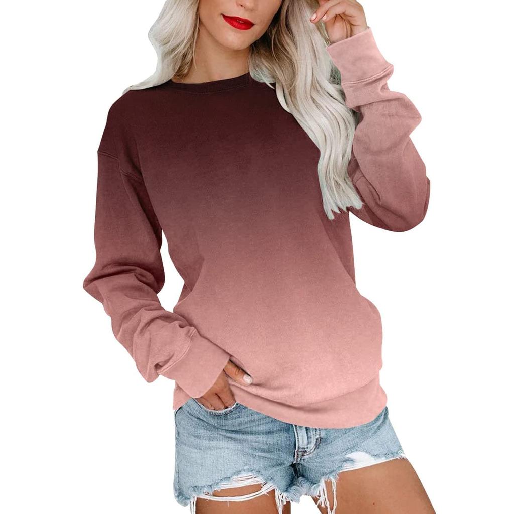 Women's Colorblock Sweatshirt Long Sleeve Round Neck Casual Comfortable Loose Lightweight Women's Sweatshirt
