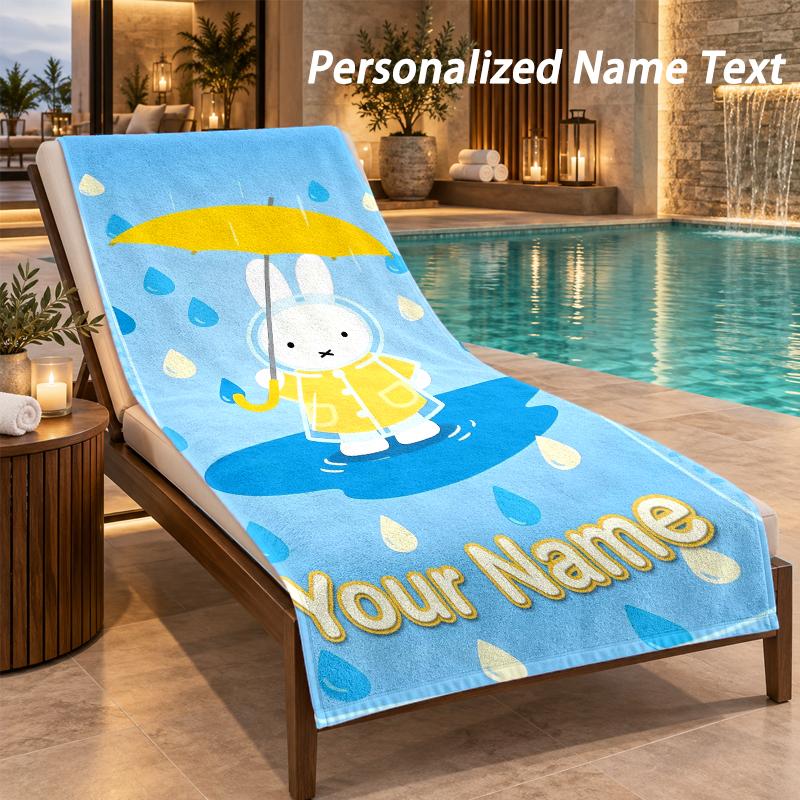 Miffy Custom Name Beach Towel Large Soft Towel for Indoor Bathroom Outdoor Beach