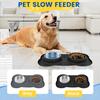 Slow Feeder Dog Bowl with Nonslip Silicone Mat Stainless Steel Pet Slow Bowl Anti-choking Cat Dog Water Dispenser