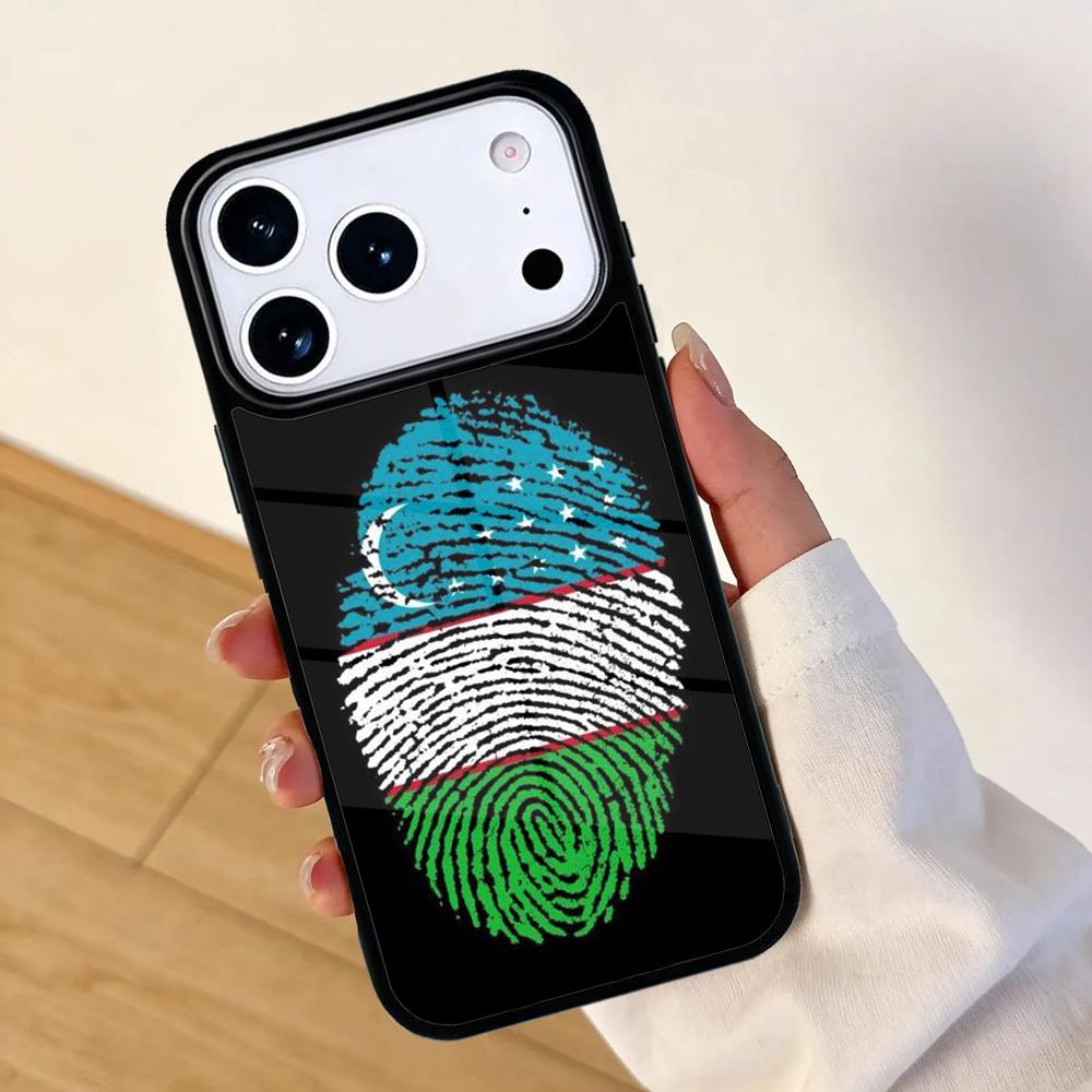 Чехол для телефона с флагом и гербом Узбекистана для Apple iPhone 17 air 16 Pro Max 15 Pro Max 14 13 12 11 Mini Задняя крышка