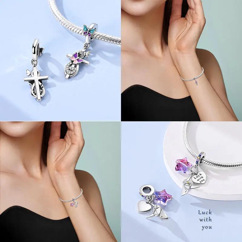 Милые медные шармы Розовый кот и собака играют Шармы-бусины-подвески Улитки Подходят для оригинального браслета DIY Ювелирные изделия для женщин