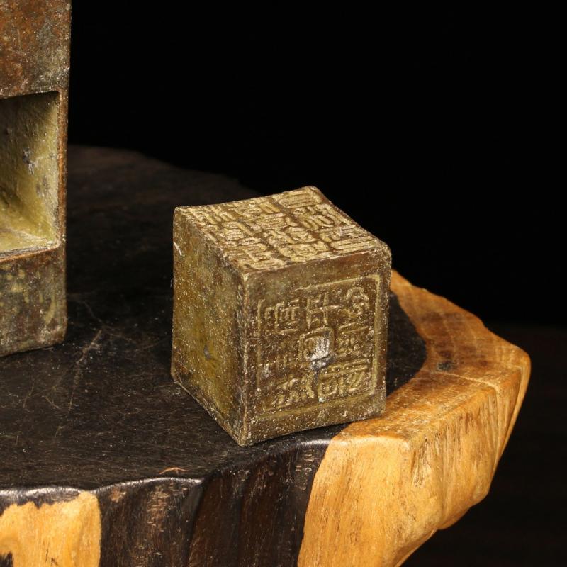 Древнекитайская печать из сочетания золота и камня, резьба, украшение из фиолетовой меди