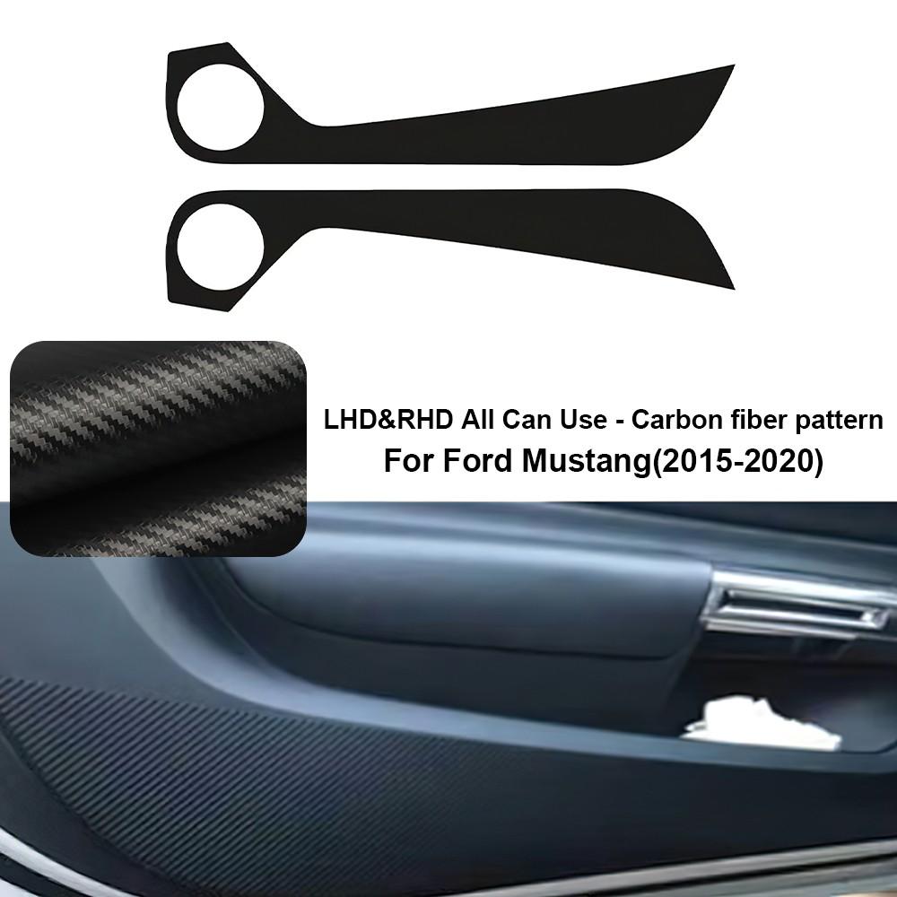 Carbon Fiber Door Anti-Kick Pad Sticker for Ford Mustang 2015-2023 Interior Protector Film
