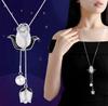 Versatile Sweater Chain Temperament Opal Tulip Decoration Long Necklace Women's Autumn Winter Clothes Pendant Accessories