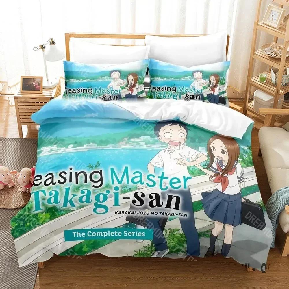 Набор постельного белья Teasing Master Takagi-san Односпальный Полуторный Двуспальный Кинг-сайз Комплект постельного белья для взрослого ребенка Аниме Постель