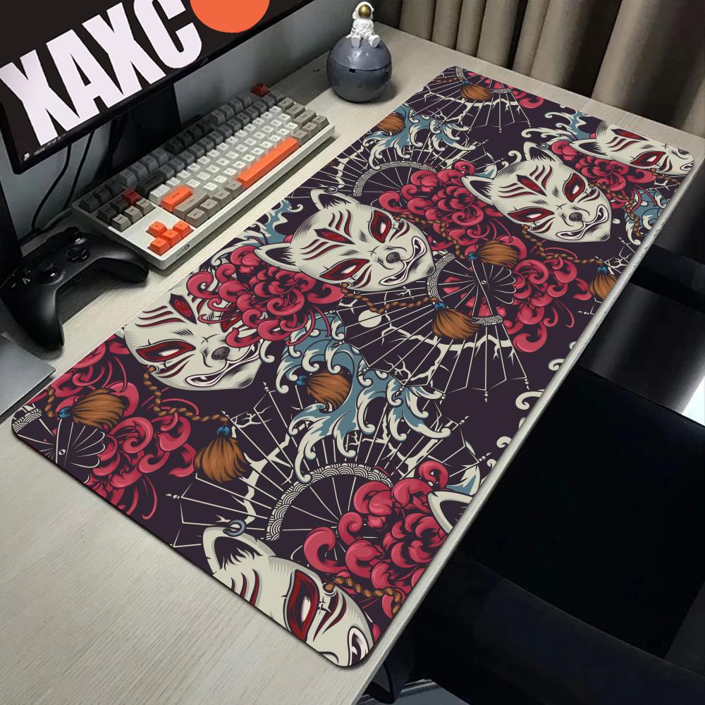 HYBXAXC Anime Office Table Accessories Cat Mask Flower Pads Mouse Pad xxl Gamer 900x400 Gaming Mosuepad Speed Large Computer Mat
