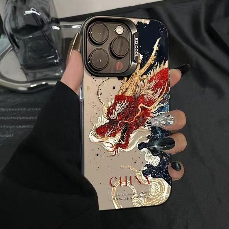 Guochao Shenlong Чехол для мобильного телефона Apple 13 iPhone15 лазерный 14 противоударный 11 креативный 12promax модный 78