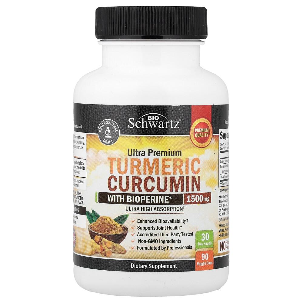 BioSchwartz Turmeric Curcumin with Bioperine 1500mg per Serving (500mg per Capsule) 90 Count
