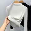 Женская базовая рубашка с полувысоким воротником, новая женская одежда, теплая внутри с флисом, утолщенный топ