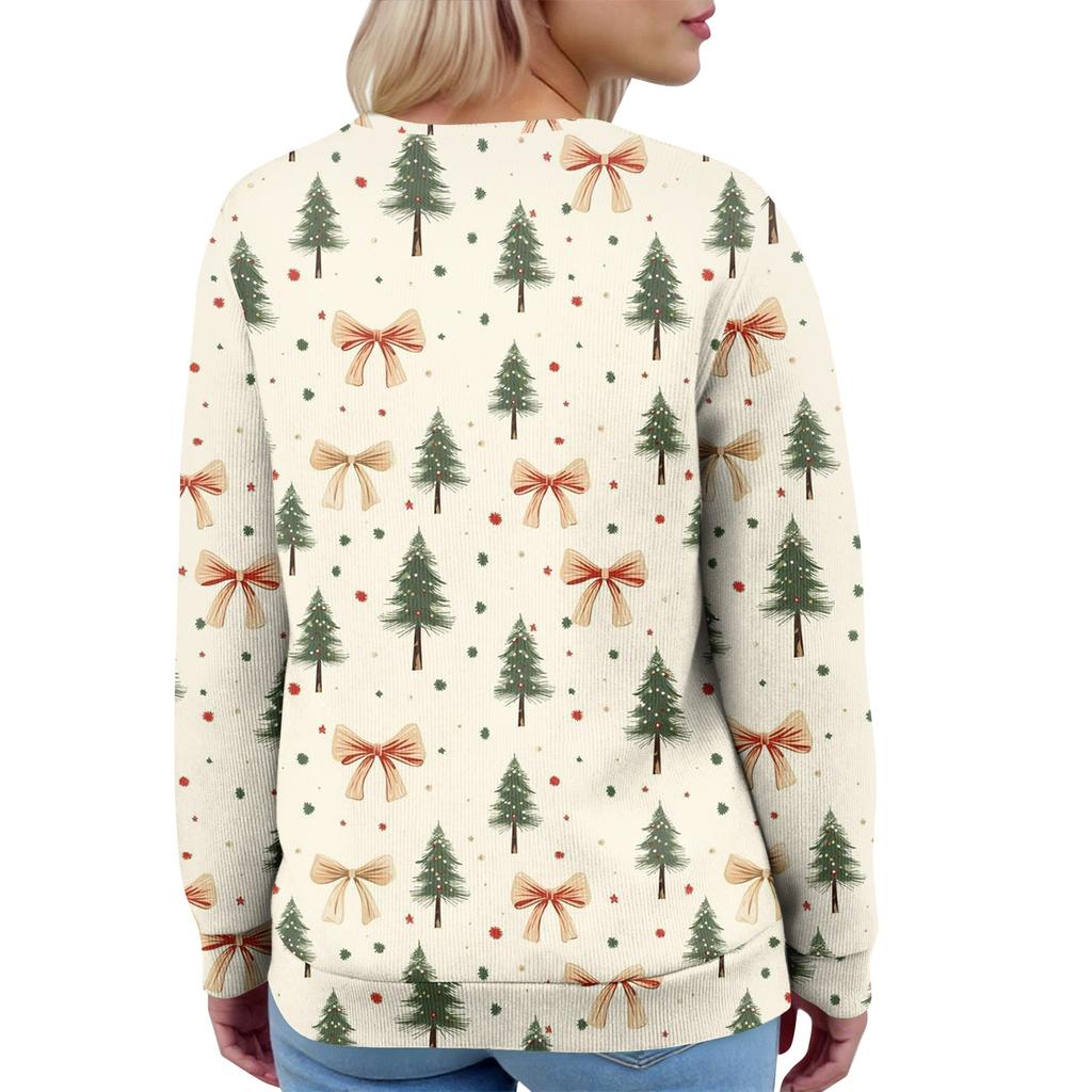 Women's Fashion Long Sleeve Christmas Snowman Snowflake Print Jacket Cardigan
