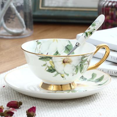 Керамические кофейные чашки из костяного фарфора с цветочной глазурью, наборы элитных чайных чашек и блюдец, роскошные подарки