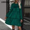 Bahor, Kuz va Qish Ayollar Kiyimi Moda Temperament Elegant Yashil Ko'ylak