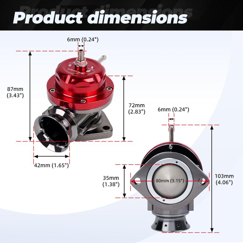 RASTP-Type-RS Blow Off Valve Adjustable 25psi BOV Blow Dump Adaptor with Flange Aluminum Alloy RS-BOV129