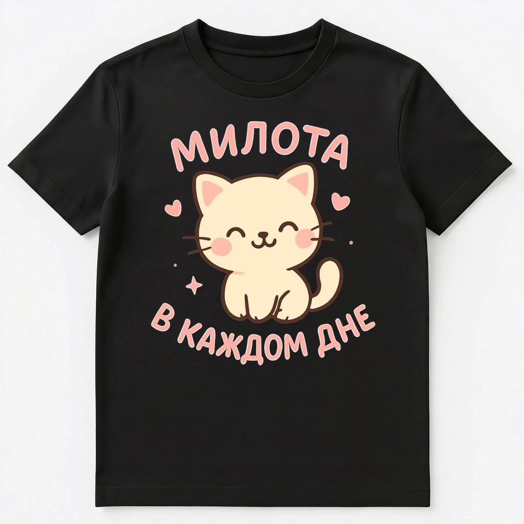 Милый котенок Забавная русская унисекс футболка