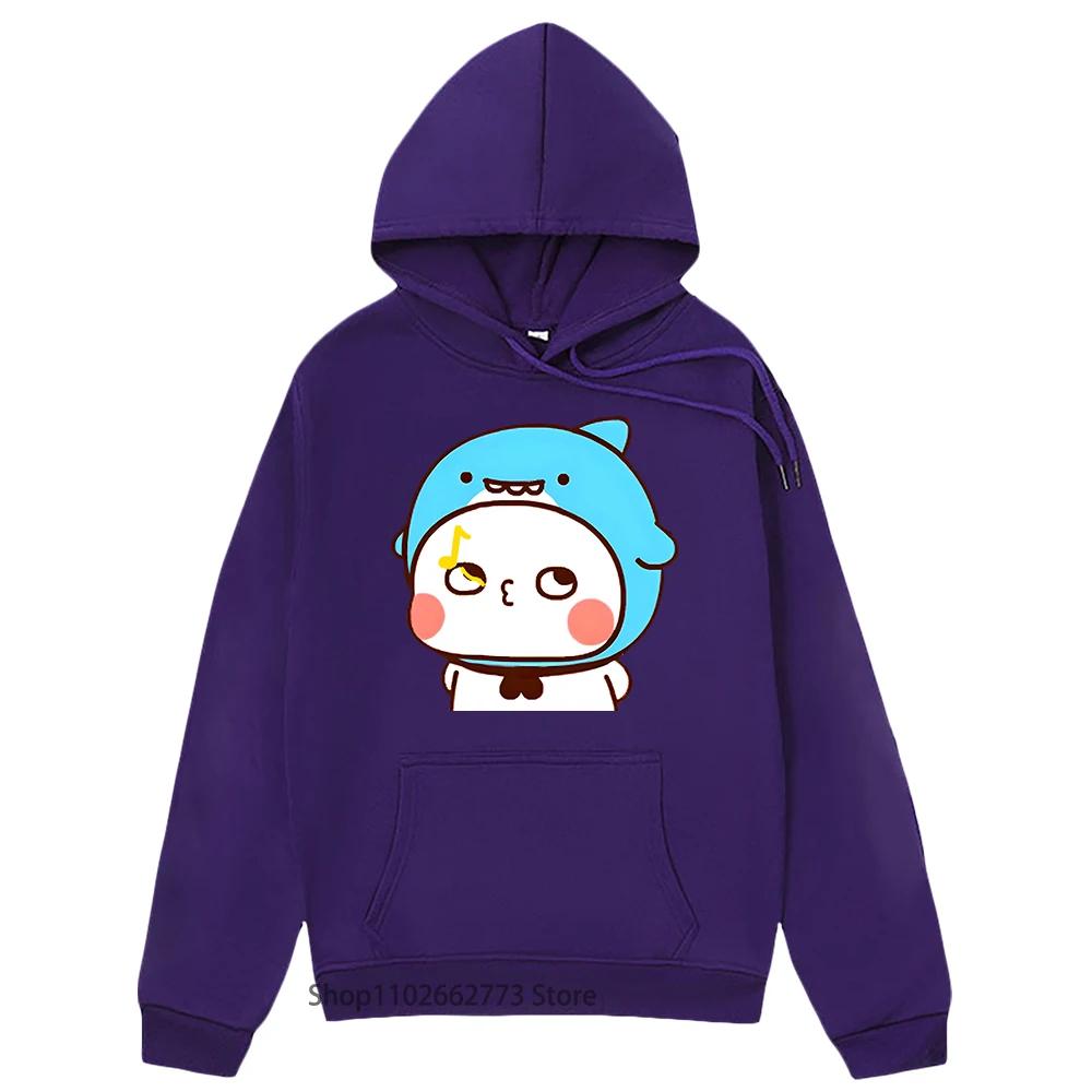 Милый акуленок Бубу насвистывает Толстовки Графическая одежда с пандой Женская Мужская Каваи Милая Толстовка Весна Судадера