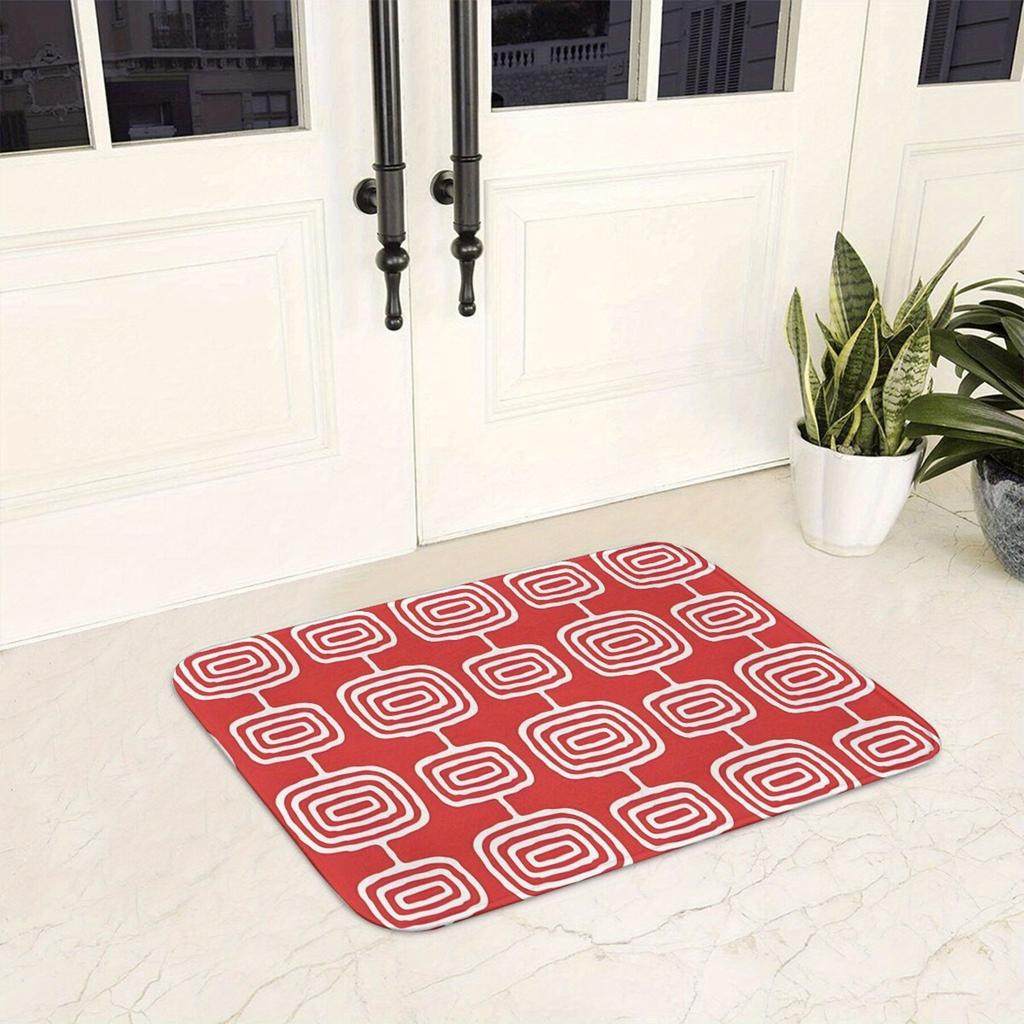 Modern Red Geometric Pattern Doormat Entrance Rug Home Decor Mat for Entryway Indoor Outdoor Welcome Mat 40x60cm