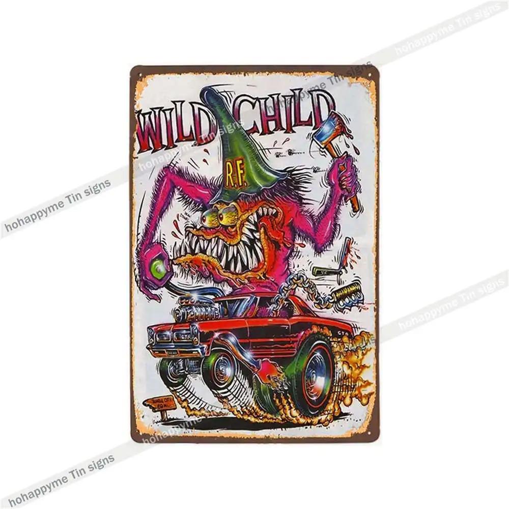 Декор Rat Fink Металлическая Винтажная Вывеска Ретро Декоративная Табличка Гараж Мужская Пещера Бар Паб Клуб Жестяная Картина Дом Гостиная Постер 20x30c