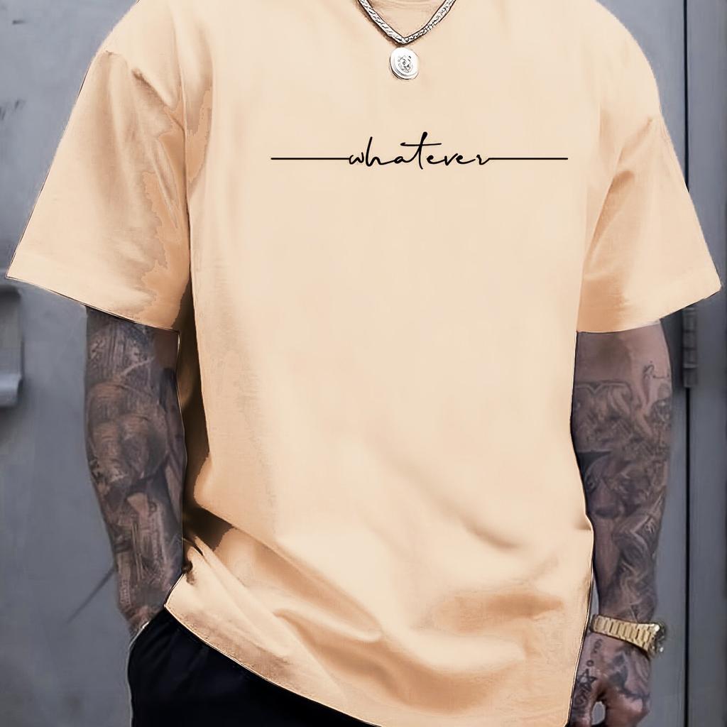 Summer Men's 100% Cotton Casual Loose Large Size Letter Pattern Printed Comfortable Sports Round Neck Short Sleeve T-shirt Top