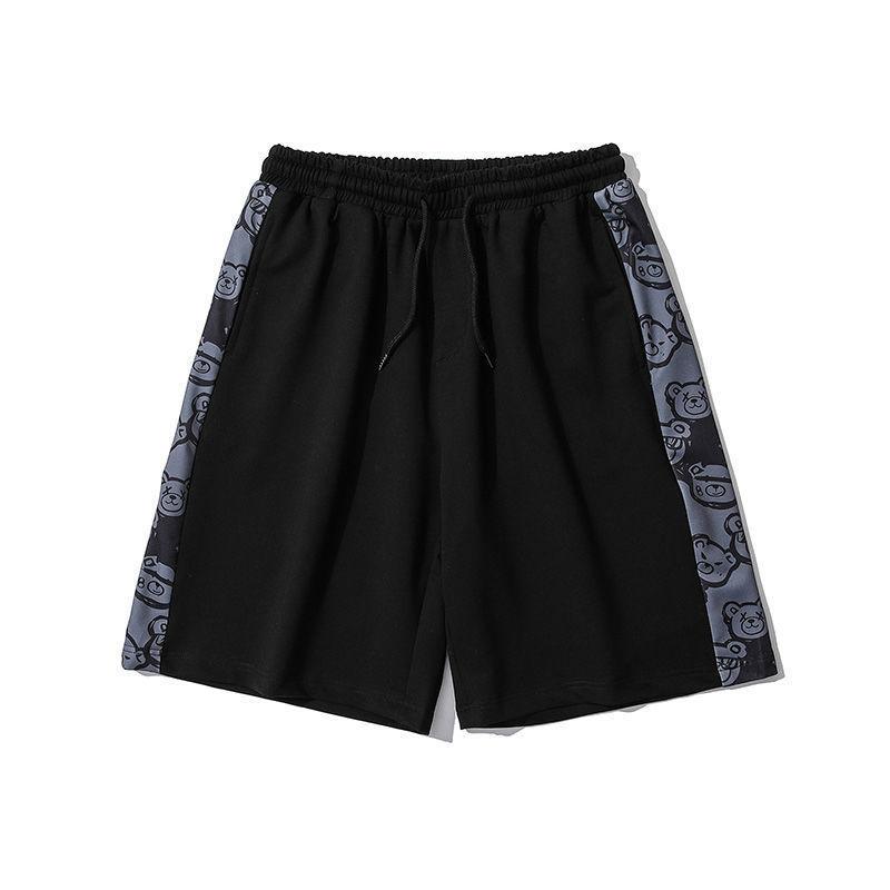 Спортивные шорты с медведем, мужские летние свободные брюки в стиле Харадзюку с пятью очками, студенческие штаны для пар, трендовый брендовый дизайн, смысл ниши