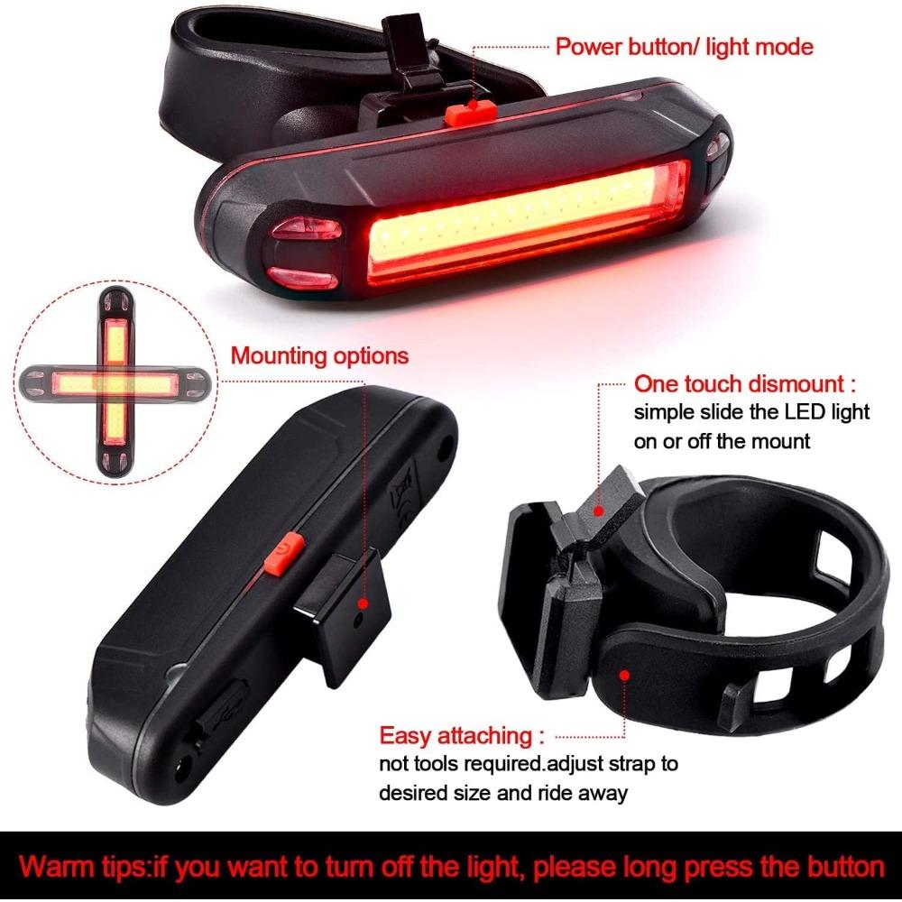 Bike Rear Tail Light USB Rechargeable Bicycle Taillight Ultra Bright Bicycle LED Safety Light Waterproof Cycling Taillight 5 Light Modes