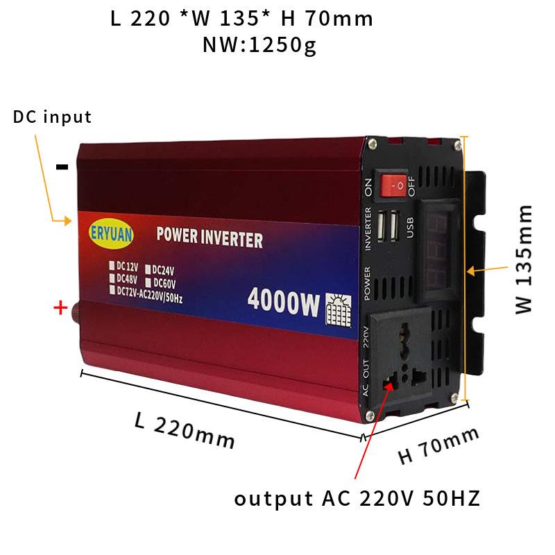 Универсальный автомобильный инвертор 12 В/24 В в 220 В, 4000 Вт/5000 Вт аккумуляторный наружный источник питания