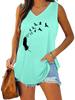 Women Fashion V Neck Tank Top Summer Casual Printed Sleeveless Top