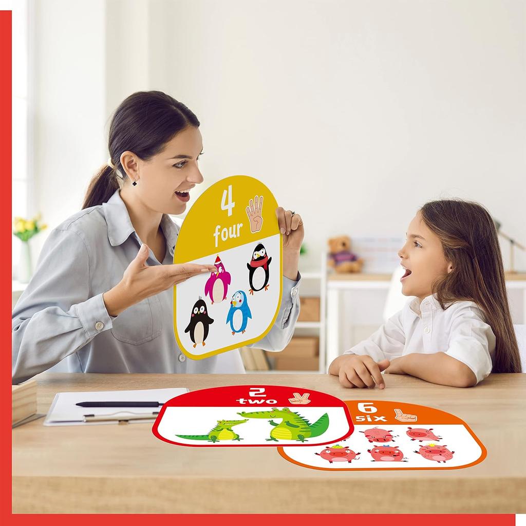 10 PCS Number Posters, Numbers Learning Bulletin Board Set School Decoration Supplies Educational Teaching Tool for Toddler Kid Family Classroom,