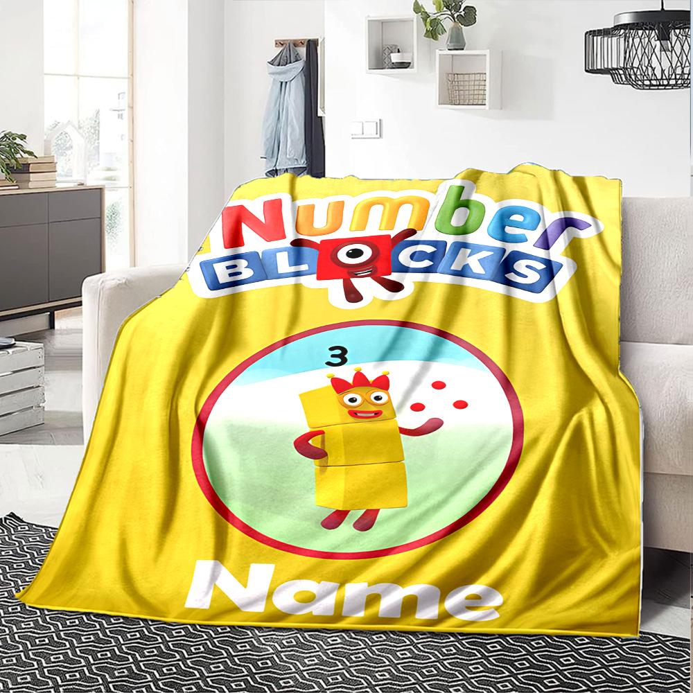Персонализированное одеяло с именем и номером Personality Numberblocks, мягкое и теплое, для дивана, офиса, кровати, путешествий, перекуса. Подарок, подходит для всех сезонов