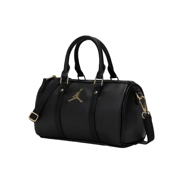 Jordan Metal Airman Logo Leather Polyester Boston Bag Unisex Handbags Black DR5595-010