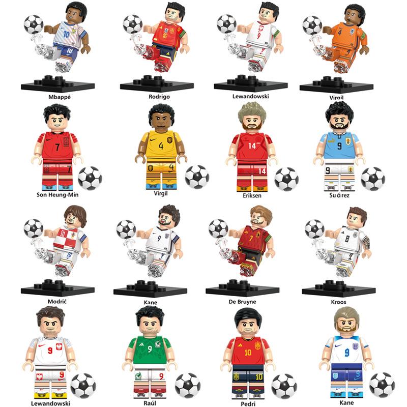 World Cup Football Star Athlete Building Block Doll Toy Children Assemble Model Bag Pyp