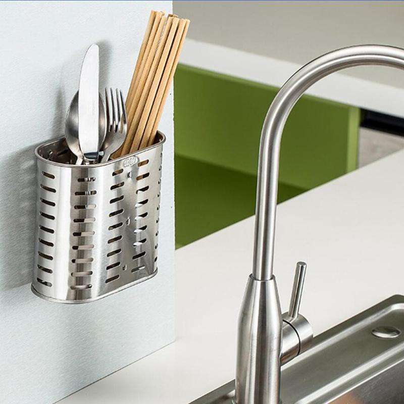 304 нержавеющая сталь палочки для еды трубка дренажная стойка настенная двойная клетка для палочек для еды кухня C