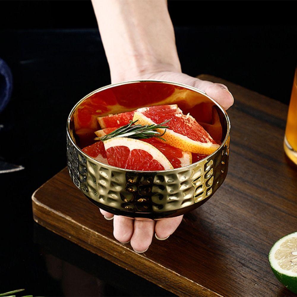 Hammer Pattern Children's Insulated Bowl Double Layer Stainless Steel Soup Bowl Kitchen Tableware